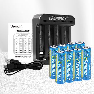 AA Lithium Batteries for Blink Outdoor Camera with Charger 1.5V,3300mWh Rechargeable Double A Battery 8 Pack for Xbox Game Controller Door Lock