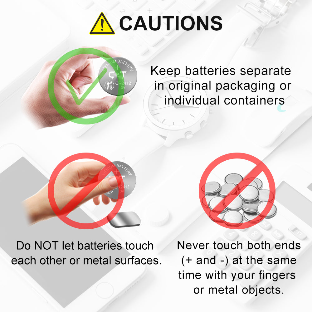 CR2412 3V Lithium Battery 100mAh Watch Battery cr 2412 Coin Button Cell Car Key Fob Batteries 2pcs