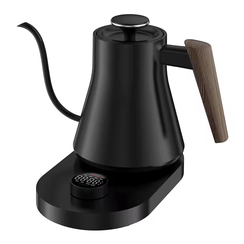 Temperature Adjustable 0.8 Liter Gooseneck Electric Kettle Black Stainless Steel Pour Over Kettle