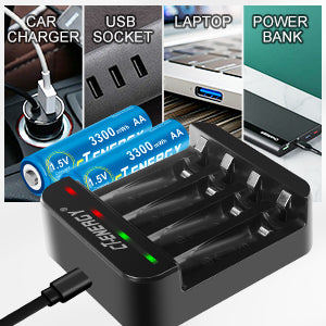 AA Lithium Batteries for Blink Outdoor Camera with Charger 1.5V,3300mWh Rechargeable Double A Battery 8 Pack for Xbox Game Controller Door Lock