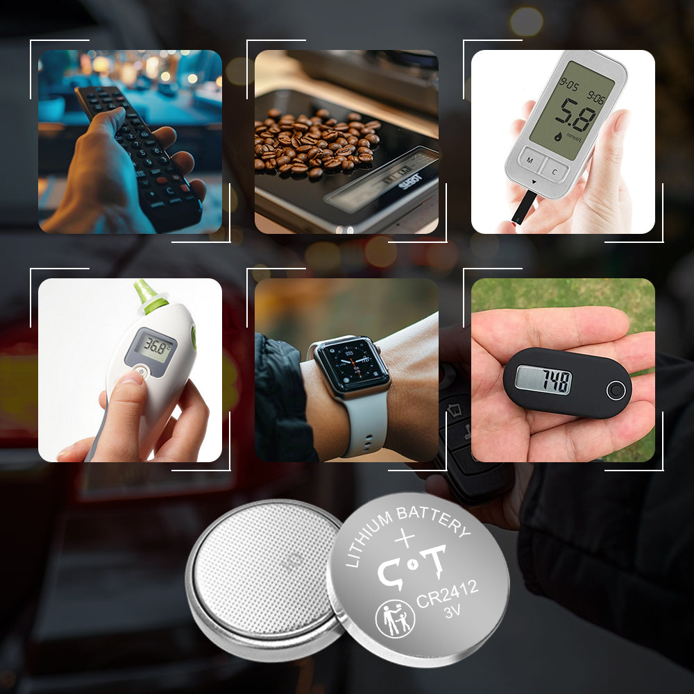 CR2412 3V Lithium Battery 100mAh Watch Battery cr 2412 Coin Button Cell Car Key Fob Batteries 2pcs