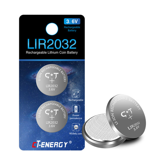 CT-ENERGY LIR2032 Rechargeable Lithium Battery 40mAh 2 pcs