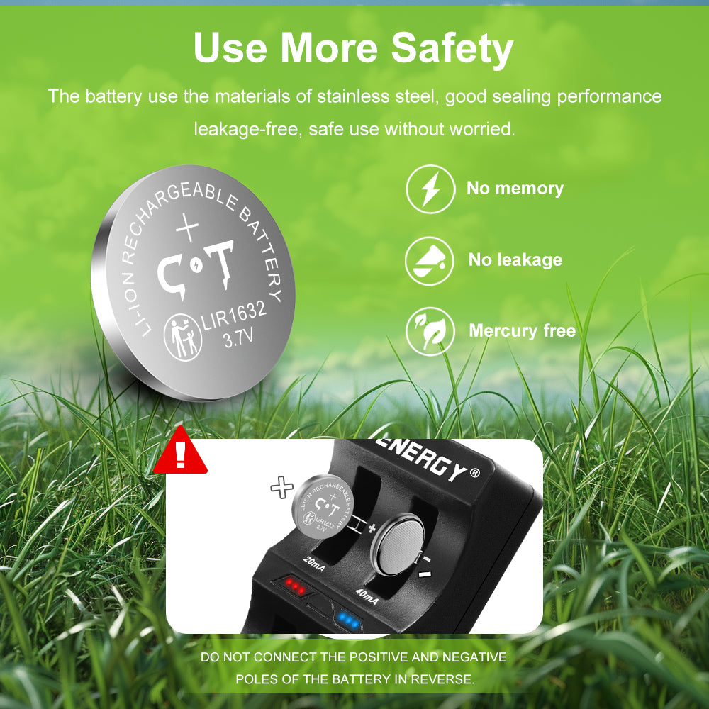 Rechargeable 1632 Batteries 4pcs for Tile Tracker 3.7V Lir1632 Battery Replacement 3.0V cr1632