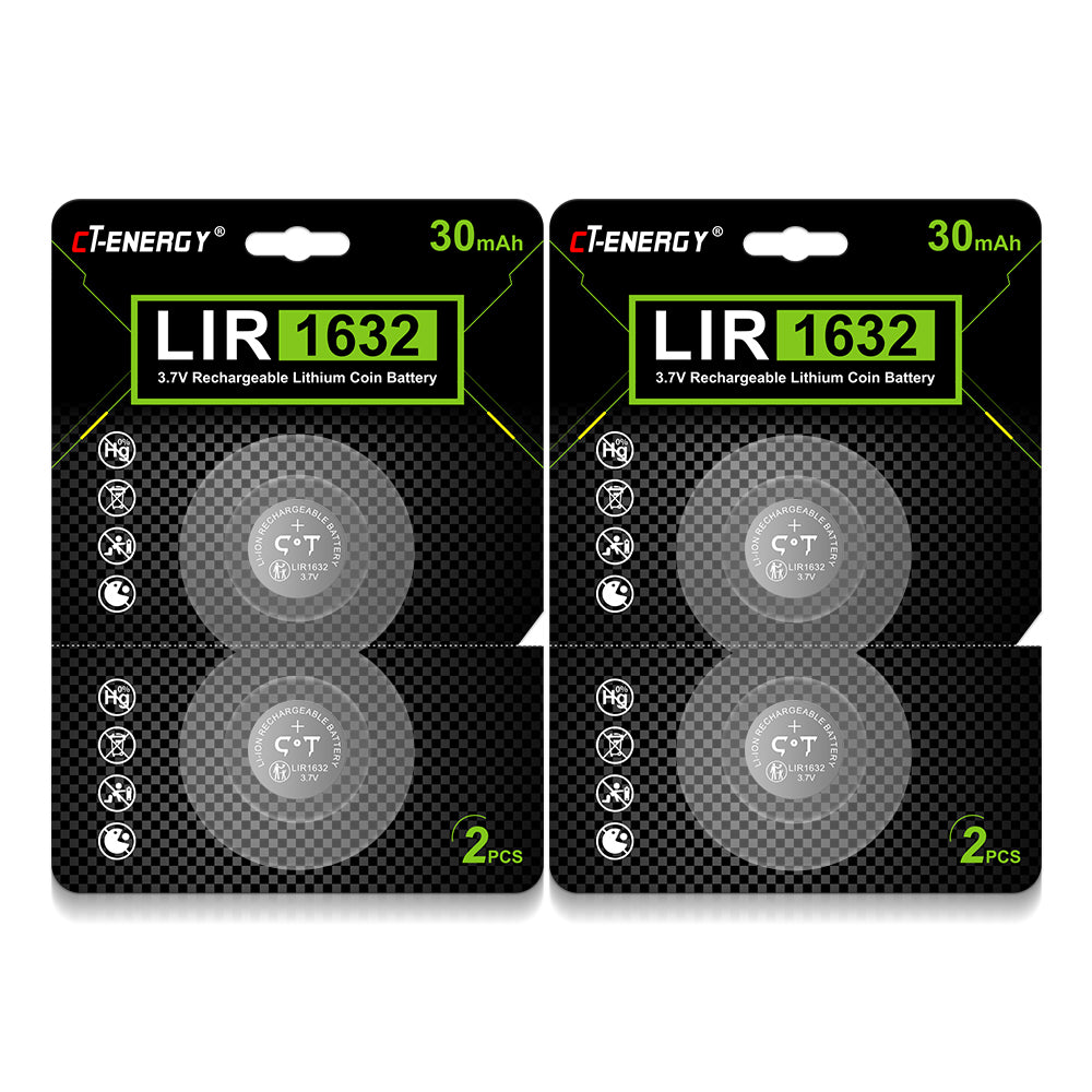 Rechargeable 1632 Batteries 4pcs for Tile Tracker 3.7V Lir1632 Battery Replacement 3.0V cr1632